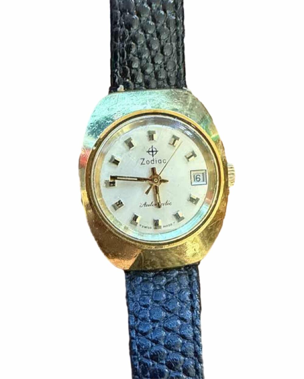 Zodiac Automatic Ladies Watch Gold Plated Swiss Made Date Wristwatch